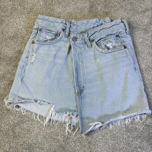 Agolde Original Criss Cross Mini Denim Skirt Size 24